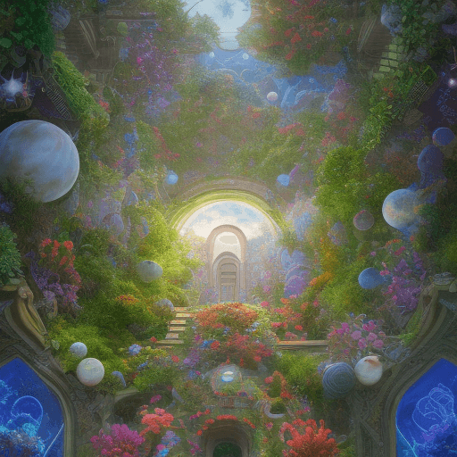 AI generated: the front view of a two-story building pictures of beautiful backgrounds where space plants grow in ...