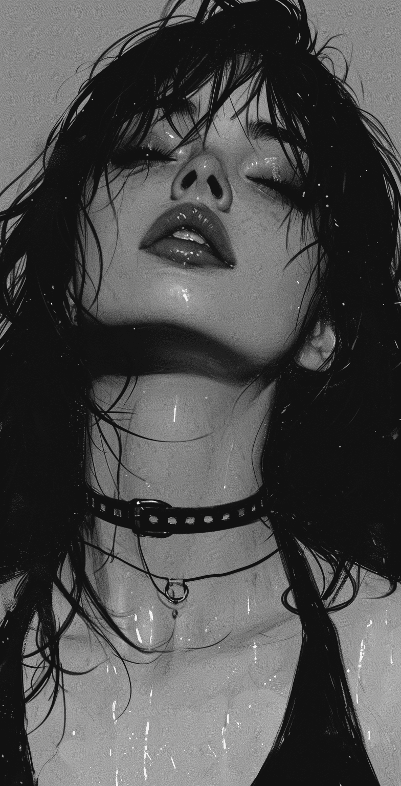 AI generated: a black and white drawing of a girl, in the style of cyberpunk manga, heavy use of palette knives, d...