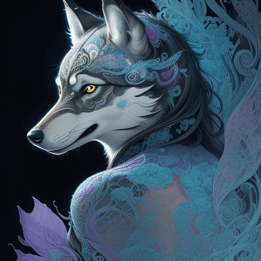 AI generated: a beautifully intricate and detailed illustration of a wolf with Beautiful Neon Intricate Detailed E...