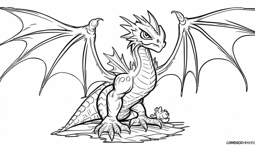 AI generated: cartoon baby bird dragon only the lines so i can paint it and fit the canvas