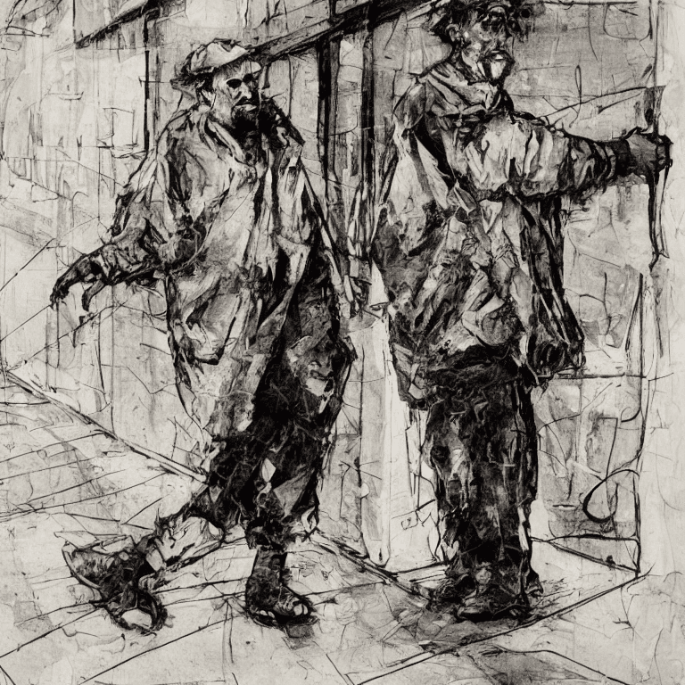 AI generated: (((value study)))) multi-layered composition from 1900s in the style of acrylic paint of an old home...