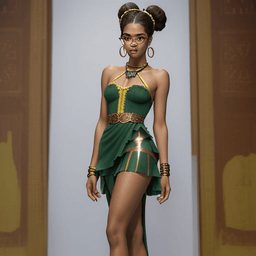 AI generated: A full body Portrait of a brazilian girl in her 20s, bronze skin, beautiful realistic afro hair (twi...