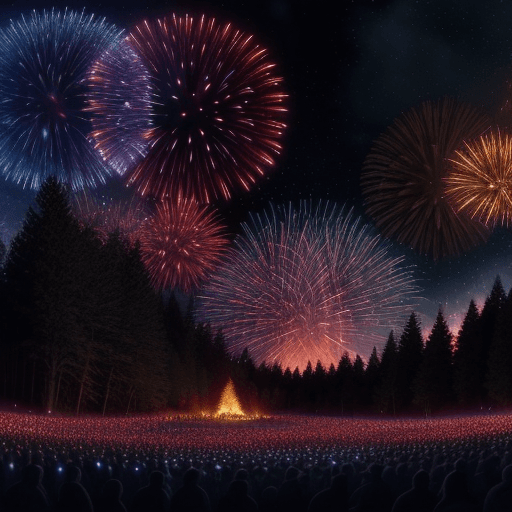 AI generated: full wide view, thousands of stars over the sky at a fire work celebration, night, fantasy, beautifu...