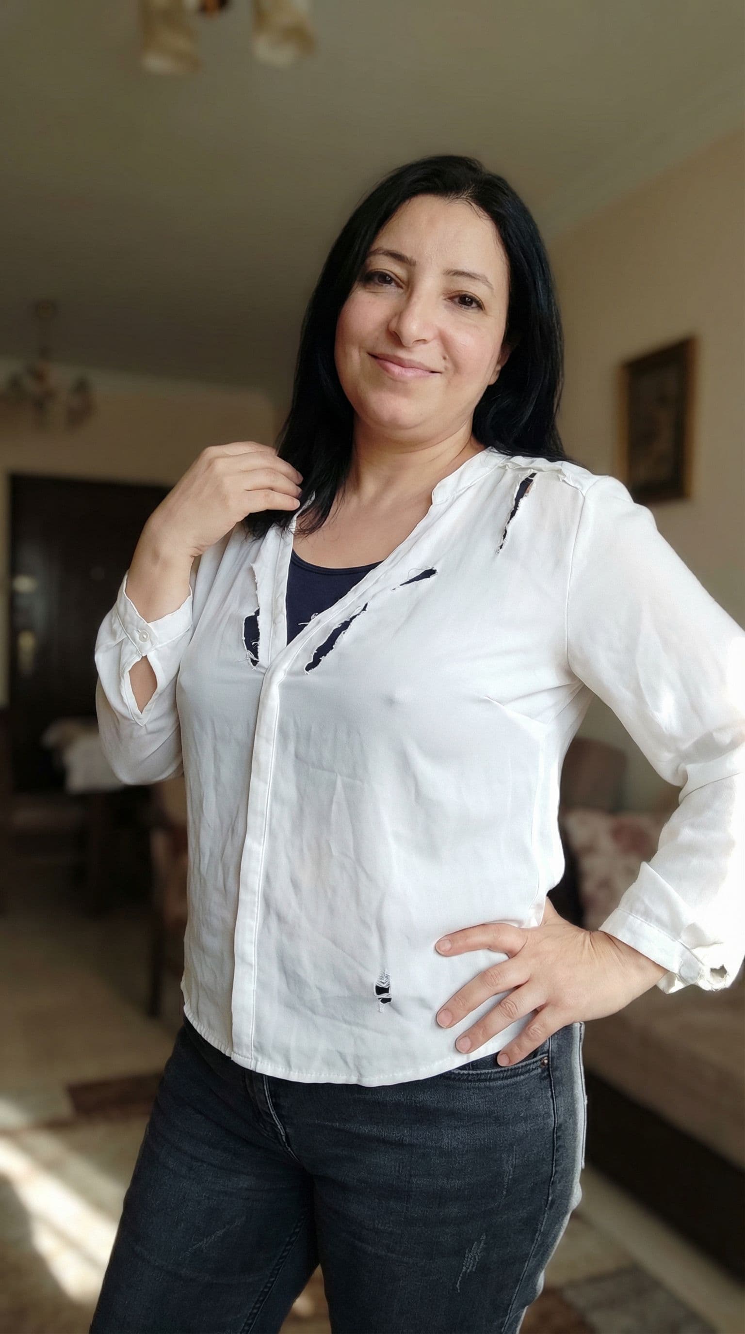 AI generated: porn model, curvy, KARLEE GREY nsfw, full body, naked, flat abs, hard nipples, torn white blouse, no...