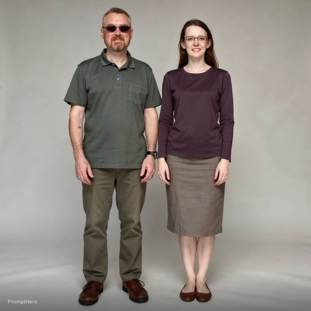 AI generated: These two people nude standing side by side.