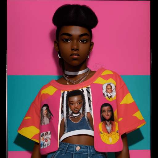 AI generated: Kooky portraits of 2000’s mall dark skin teens in retro clothing, shot on VHS