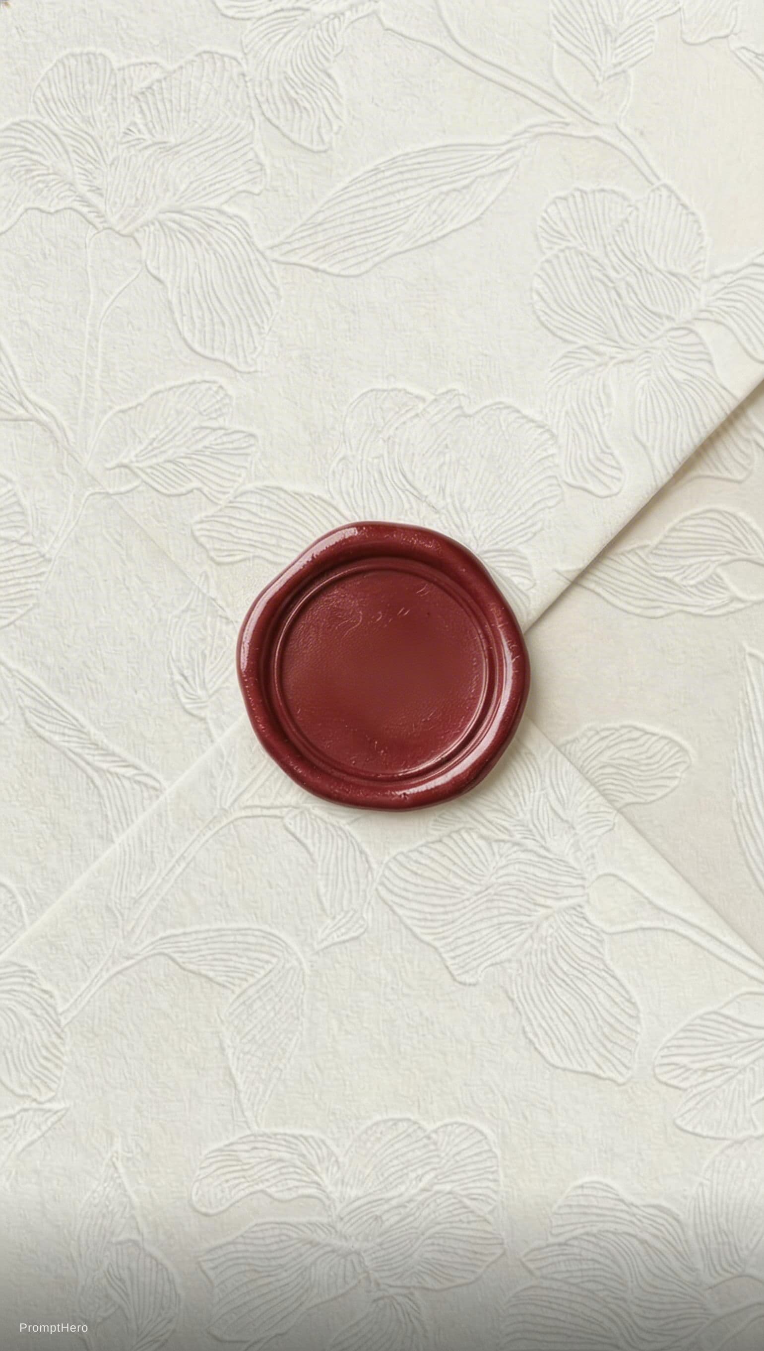 AI generated: A high-resolution close-up of an elegant ivory envelope with a subtle embossed floral pattern, filli...