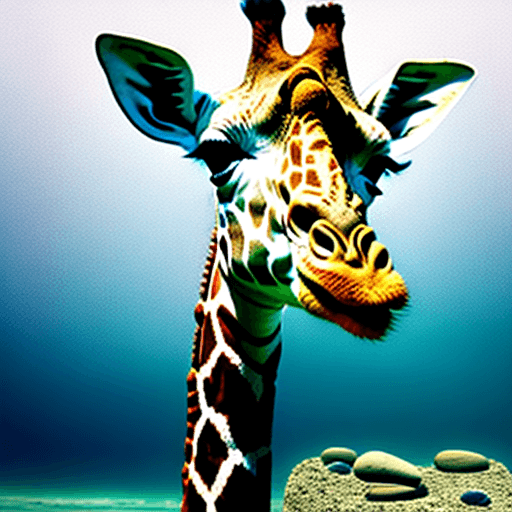 AI generated: photo of a giraffe created from sea stones