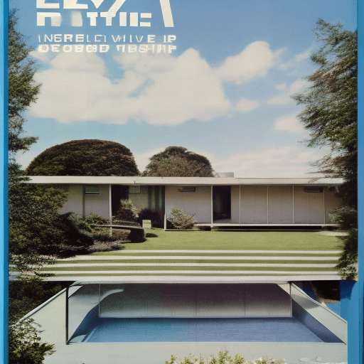AI generated: Hyper realistic eye level exterior photo of a mid century modern style house overlooking the ocean, ...