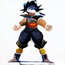 AI generated: toriyama akira, 1boy, son goku, :d, black eyes, black footwear, black hair, clenched hands, clothes ...