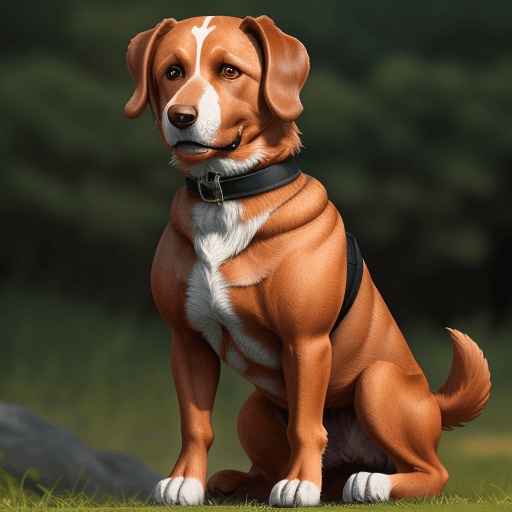 AI generated: A brave dog standing protectively in front 