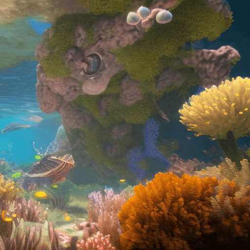 AI generated: High resolution photography, dreamy; POV, underwater, 3d game, realistic graphics, underwater explor...