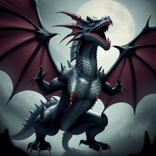 AI generated: a very scary dragon with big teeth and big wings