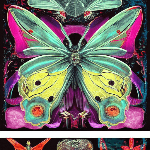 AI generated: beautiful butterfly anatomy diagram, bold shūji, chart, schematics, infographic, scientific, measure...
