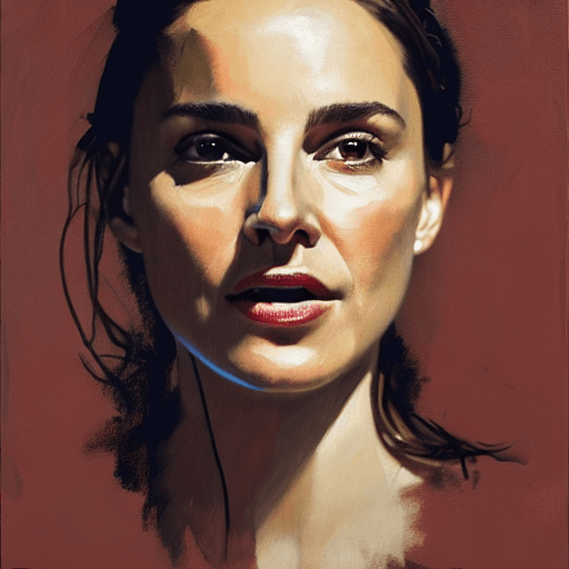 AI generated: Portrait of nathalile Portman, dramatic lighting, illustration by Jonathan Yeo, 4k, extremely expres...
