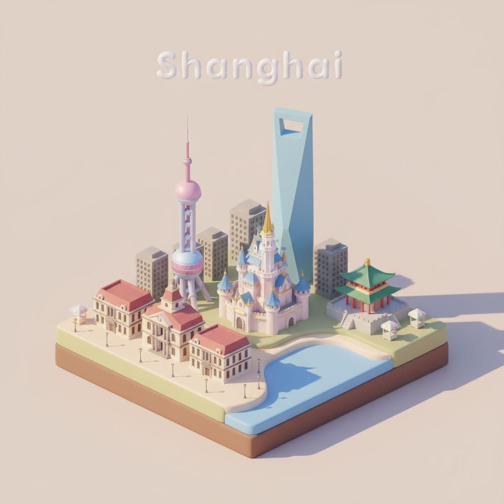 AI generated: sometric 3D Miniature Shanghai City Scene – Cute Pastel Cartoon Style

Prompt Text:
Create a char...