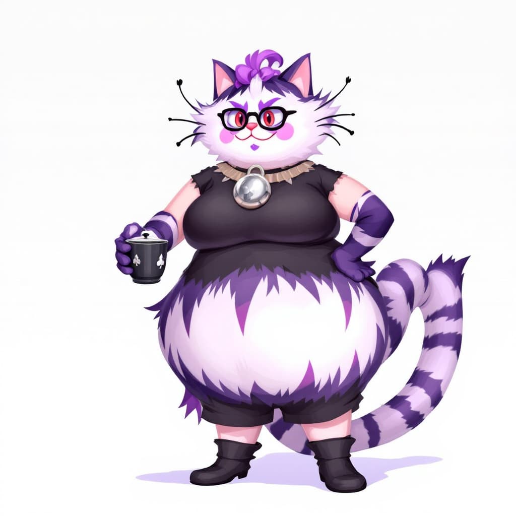 AI generated: Tags (character): m∀lice pawn cheshire cat

Tags (clothes): detached sleeves, silver neck bell, blac...