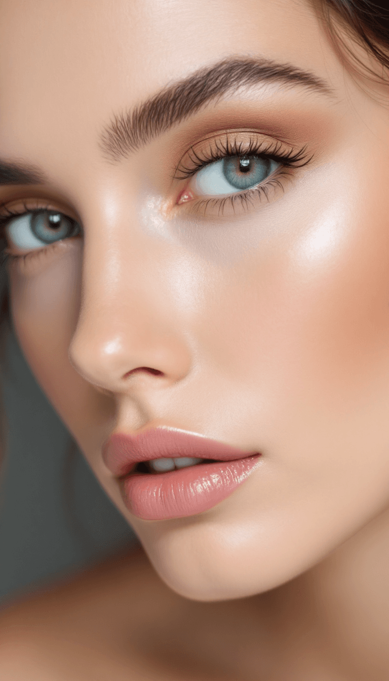 AI generated: A makeup style that uses neutral tones to create a subtle, barely-there appearance, highlighting nat...