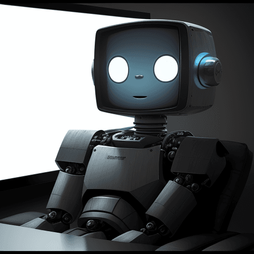 AI generated: Hyper realistic robot watching tv 