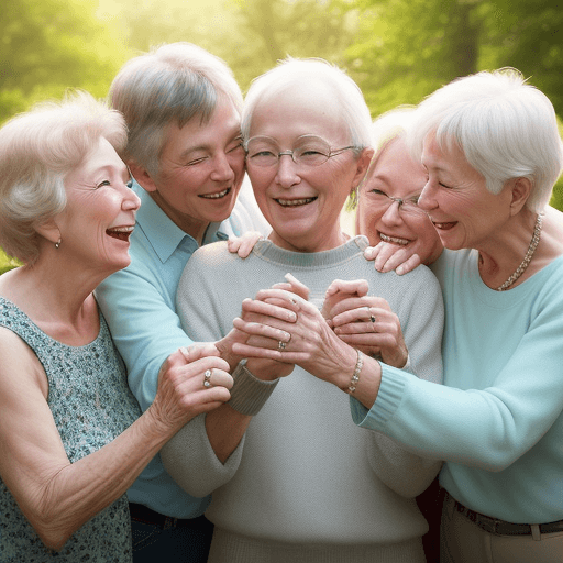 AI generated: Create an image capturing the essence of enduring friendship: a group of lifelong friends, all aroun...