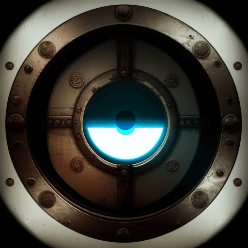 AI generated: ghost eyes in the porthole of an old ship.