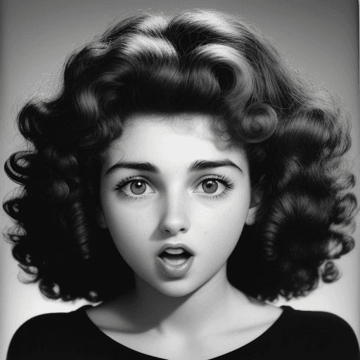 AI generated: Image by Christian Ranucci, 22 years old, photo with curly hair, surprised face, and black rectangle...