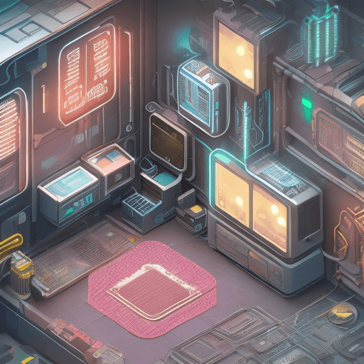 AI generated: cute isometric cyberpunk bedroom, cutaway box, futuristic, highly detailed, made with blender --v 4