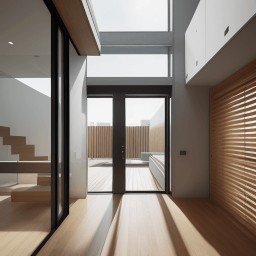 AI generated: photorealistic, canon EOS 5d, minimalistic modern architectural style building with a symmetrical la...