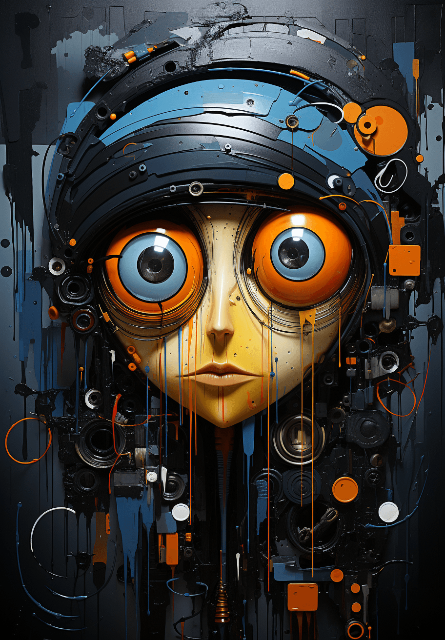 AI generated: Snail man, Futuristic style, City, Abstract art, Super Powerful, action painting --ar 70:101 --s 750...