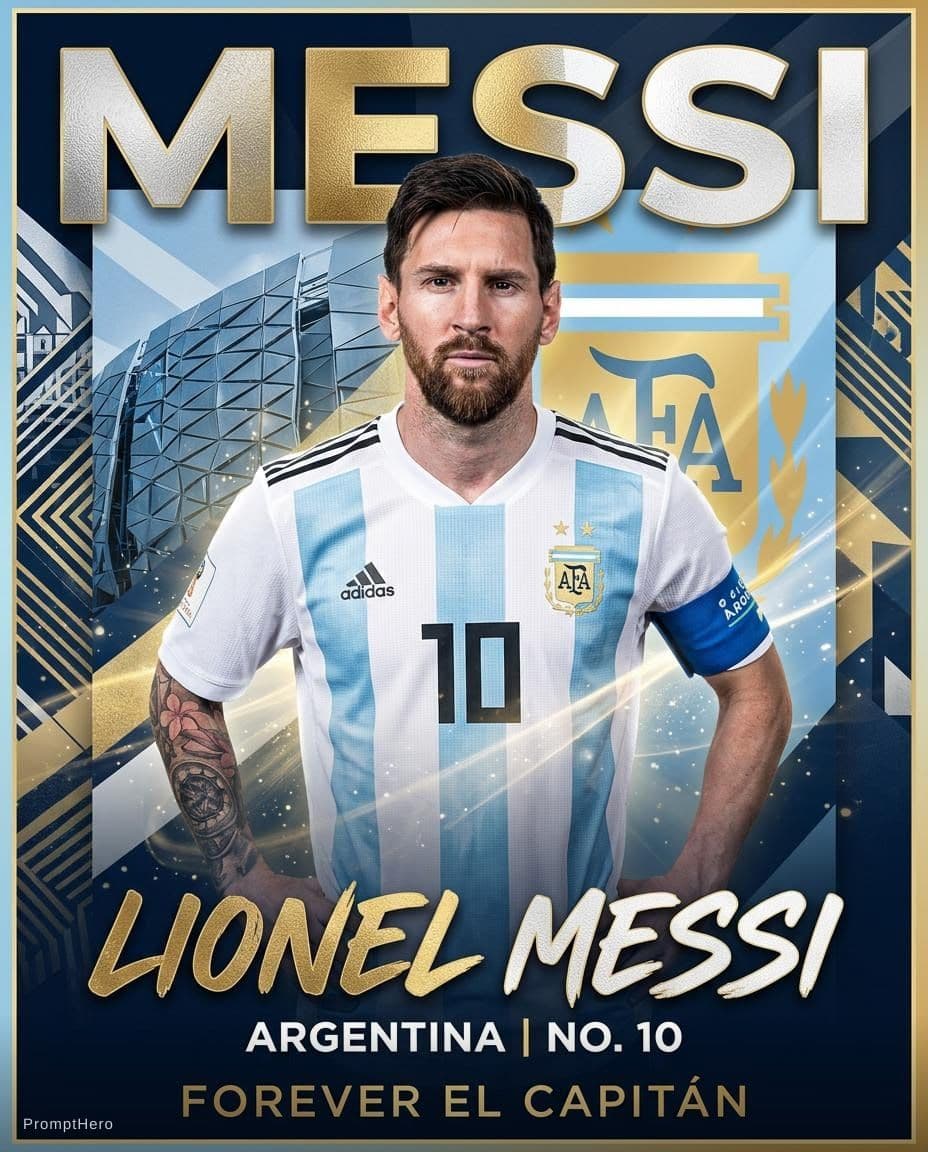 AI generated: Create a poster, a design of Lionel Messi 4:5, mobile wallpaper.
