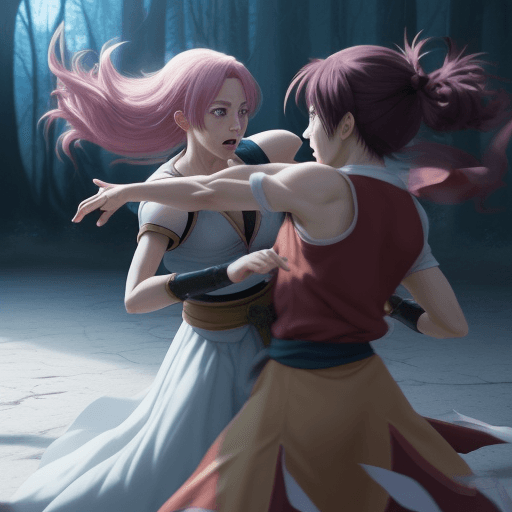 AI generated: magical fight realistic anime 
scene