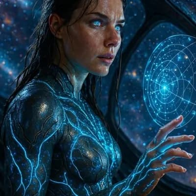 AI generated video: A 10-second IMAX HDR10+ cinematic video of Thor Katla standing before the living holographic interfa...