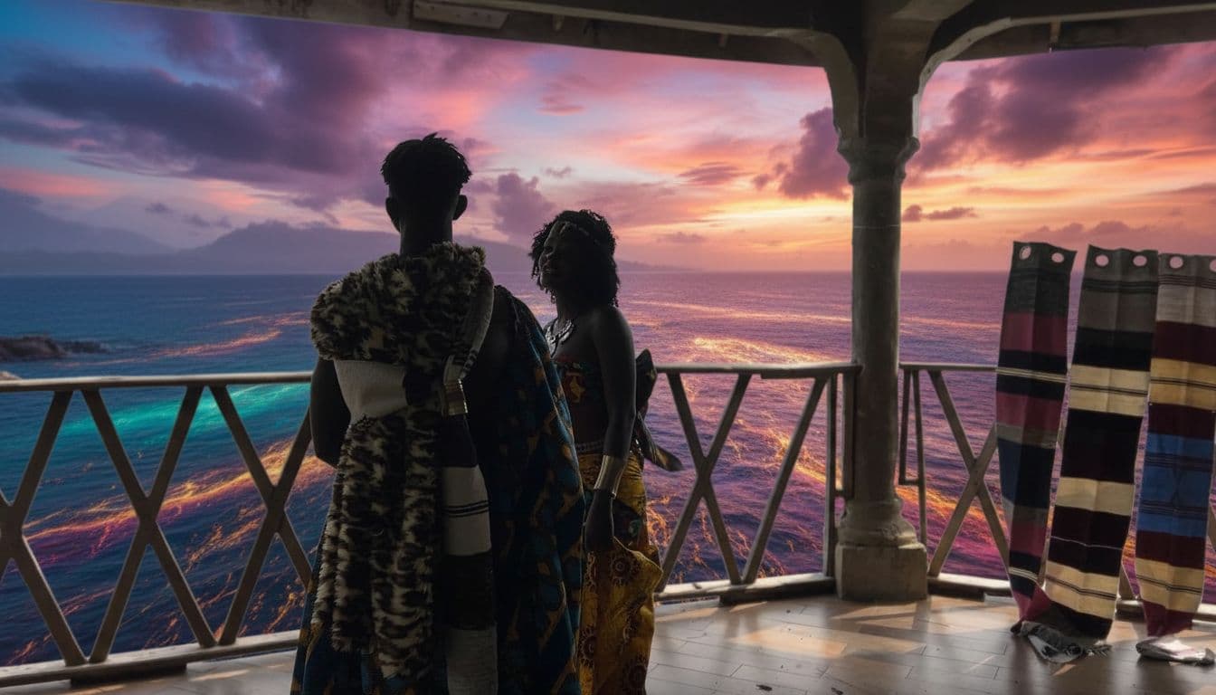 AI generated: recreate the same image make the sea view colorful and impressive 