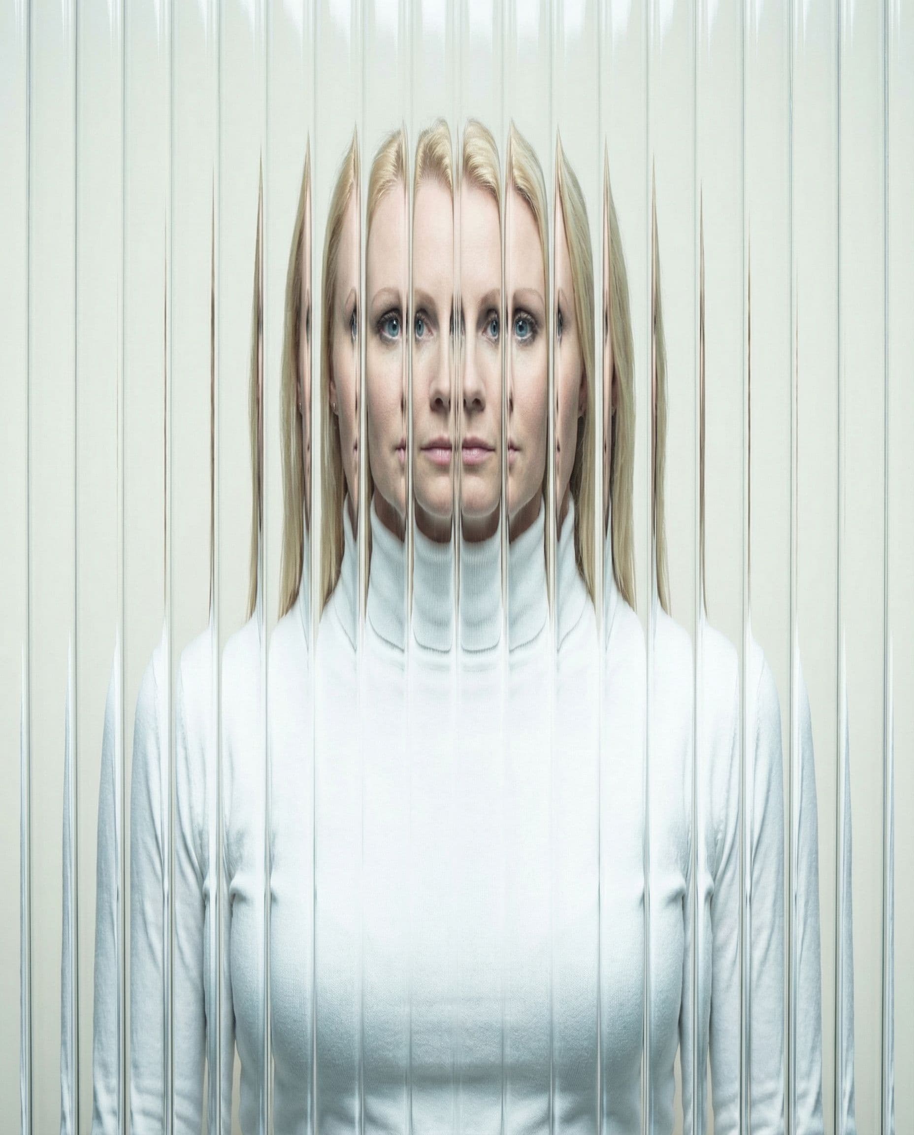 AI generated: high resolution photography, front central profile, woman facing front, gaze to front, wearing a whi...