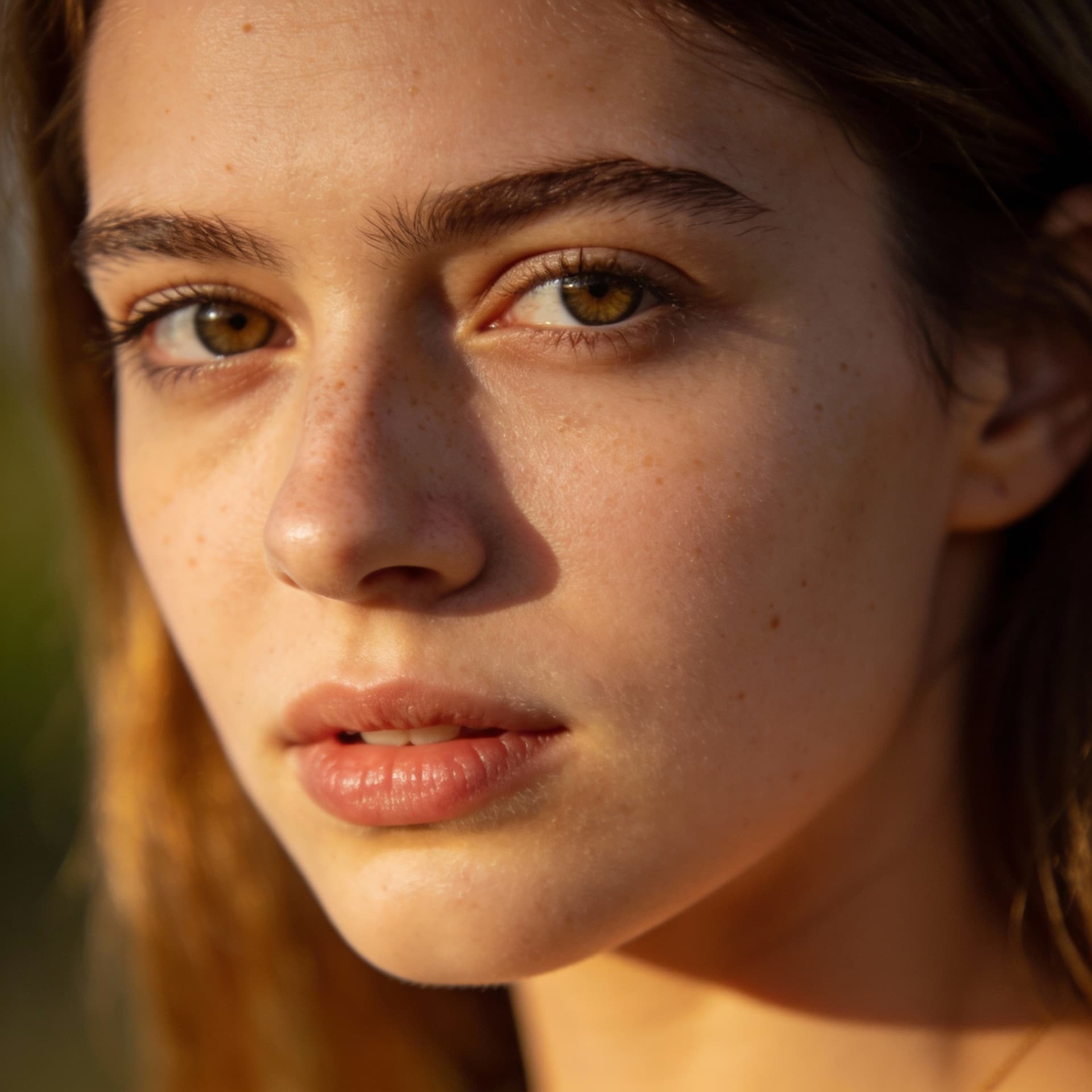 AI generated: Ultra-realistic photography of a young woman portrait,
natural skin texture, visible pores,
soft cin...