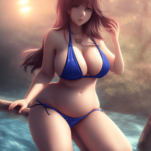 AI generated: anime girl, big boobs, bikini, curvy girl, full body, by Sakimichan, Emma Watson, high res, 8k, real...
