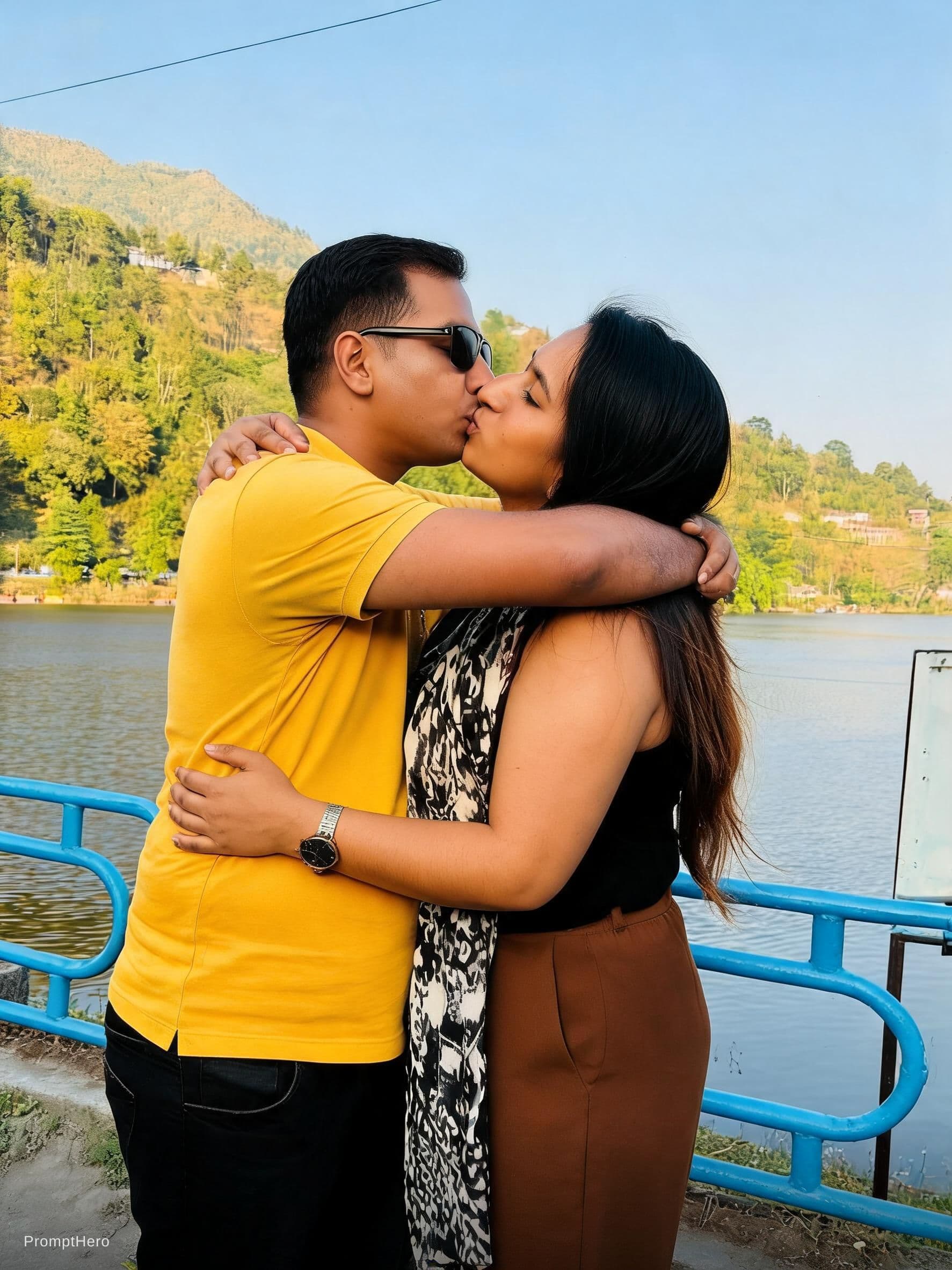 AI generated: Kiss each other hug and hold tightly 