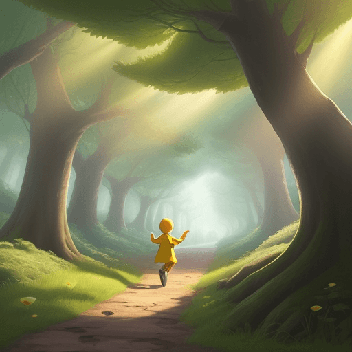 AI generated: capture a scene where a small boy with yellow raincoat runs to the evil mushrooms with a big sword i...