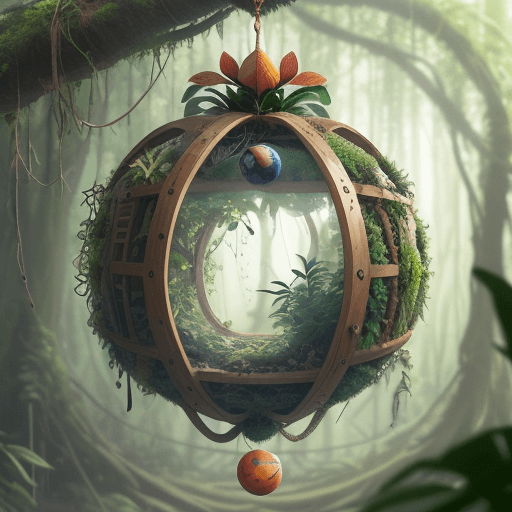 AI generated: Amazon ecosystem inside a very realistic glass ball