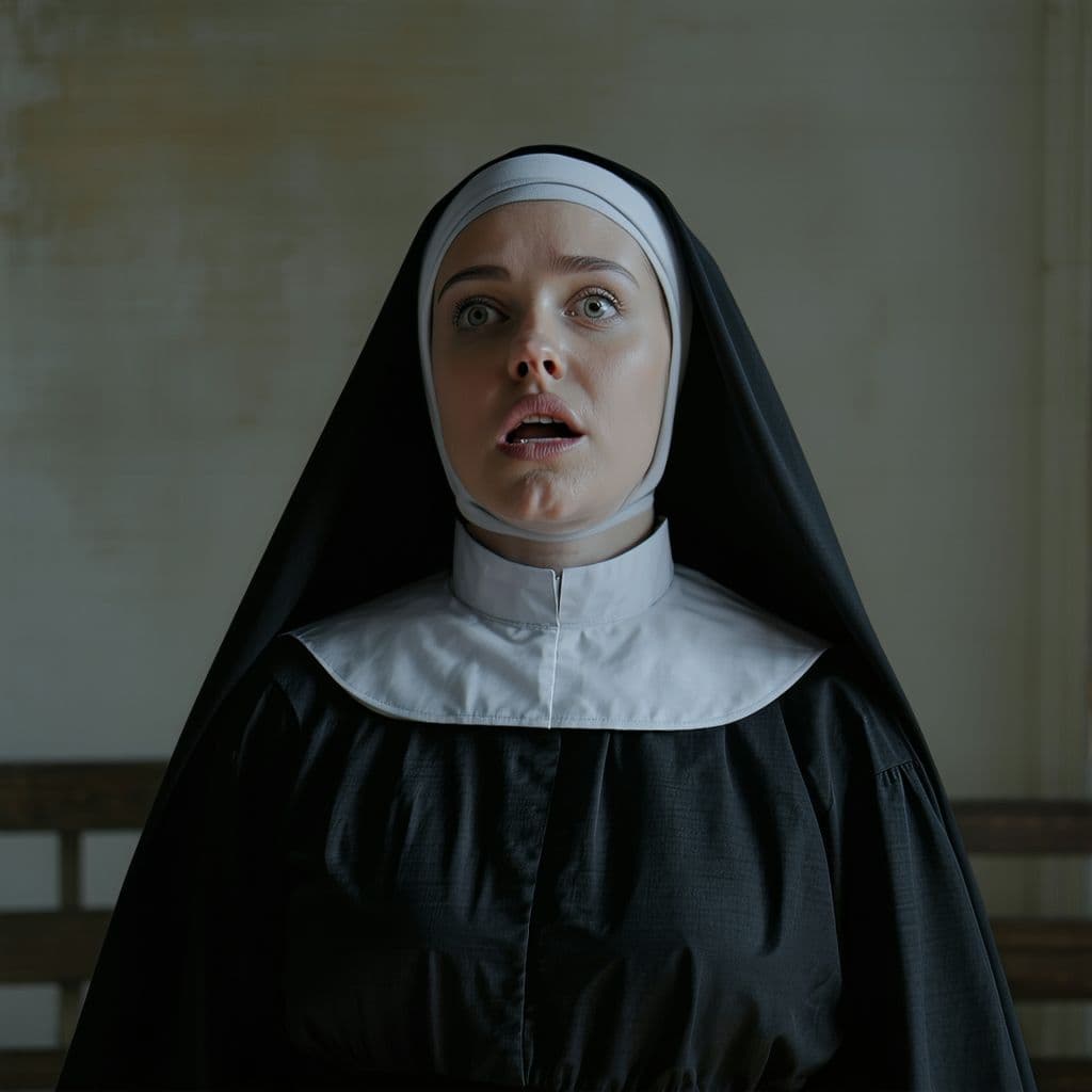 AI generated: pov a submissive nun having sex in missionary position while she is rubbing her clit, she wants you ...