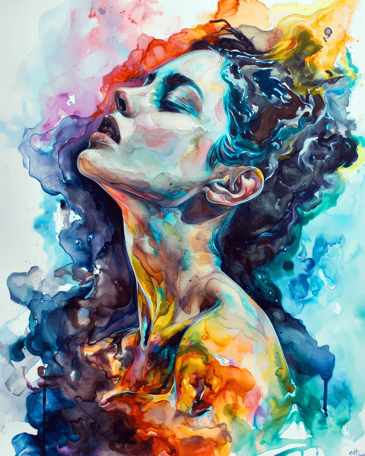 AI generated: Silvery gaze through rainbow spikes::8 Ethereal artistry in the shadows::7 Colorful chaos meets meta...