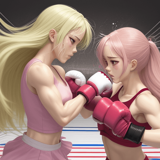 AI generated: In "Shoujo" pastel tones, two friends, now rivals, spar. The tension builds until one delivers a dev...