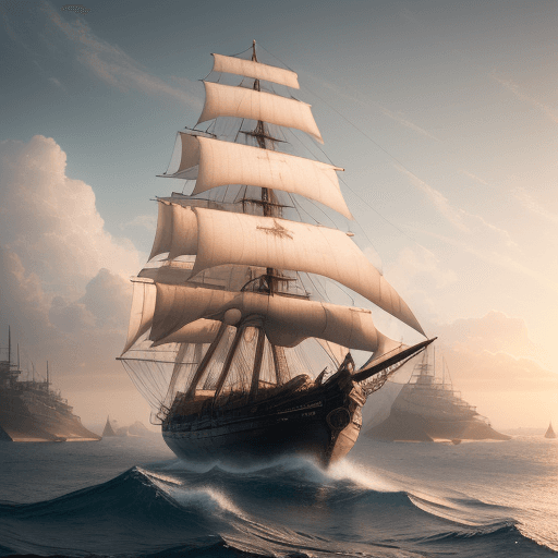 AI generated: Photo of a ultra realistic sailing ship, dramatic light, pale sunrise, cinematic lighting, battered,...
