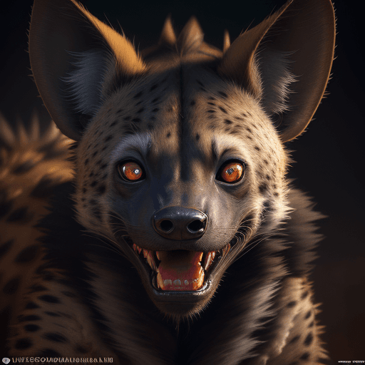 AI generated: Hyper detailed portrait of an African Were-hyena with Fearsome detailed fangs and frightening detail...