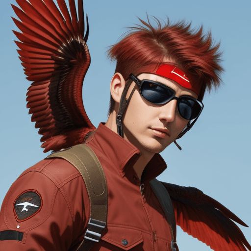 AI generated: male flying red wing hero
