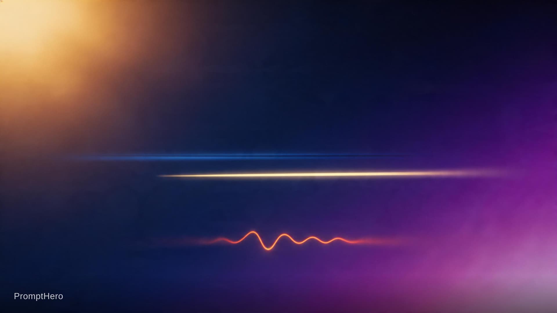 AI generated: Full gradient background at 60–70% opacity — amber/orange top-left, deep navy centre, magenta/purple...