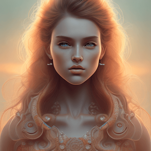 AI generated: mdjrny-v4 style portrait of female beach, intricate, elegant, highly detailed, sunset, concept art, ...