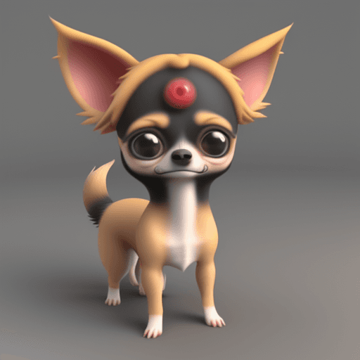 AI generated: cute, chibi, skinny old sickly chihuaha, 3d --ar 4:7 --v 5.2