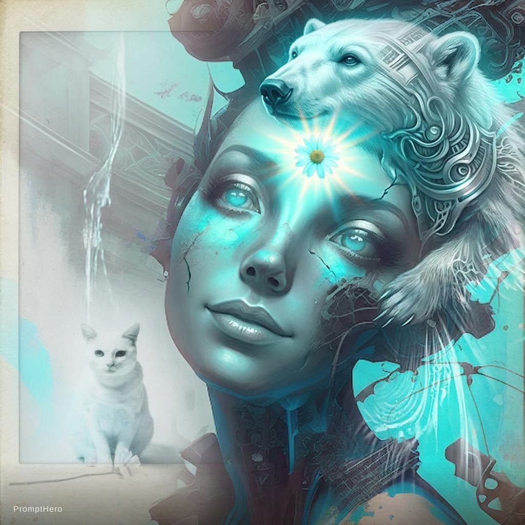 AI generated: Mix together add polar bear . Many focus is artistic feel of hope 