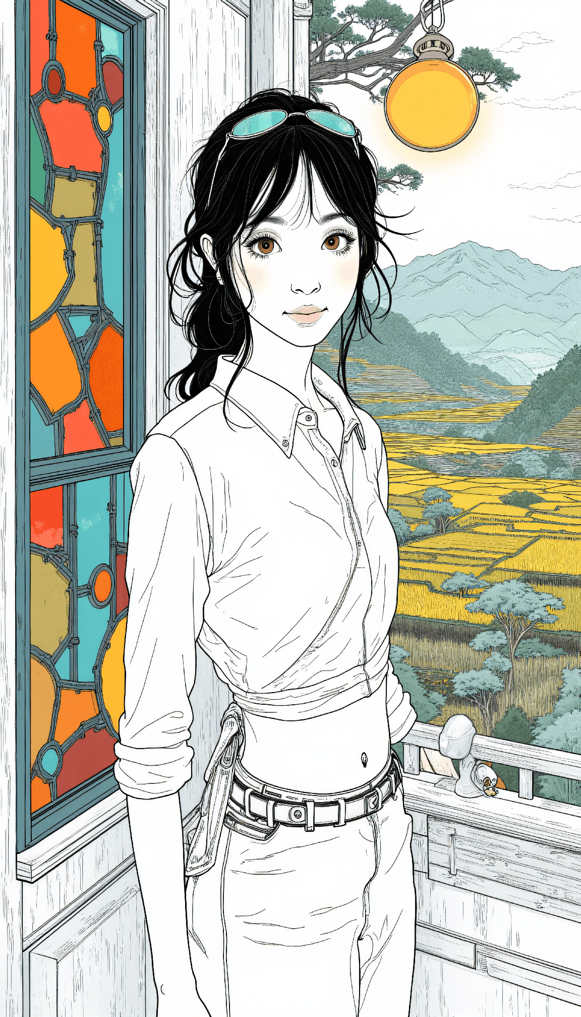 AI generated: The image is a black and white, highly detailed, ink drawing of a 24-year-old Bedouin female sophist...